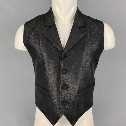 CASPAR SALDANHA Size M Charcoal Black Metallic Cotton Blend Vest