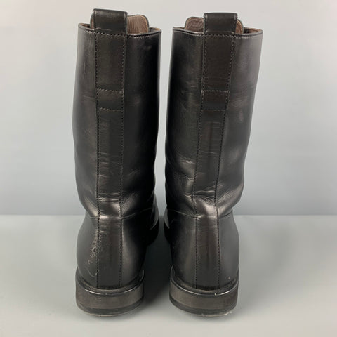 THE ROW Size 7.5 Black Leather Lace Up Boots