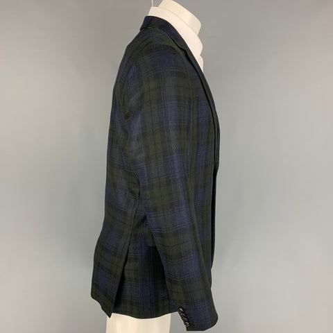 PAUL SMITH Size 38 Black Green Navy Blackwatch Plaid Sport Coat