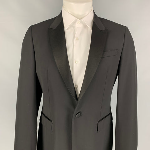BURBERRY PRORSUM Taille 40 Manteau de sport smoking en laine vierge noire régulière
