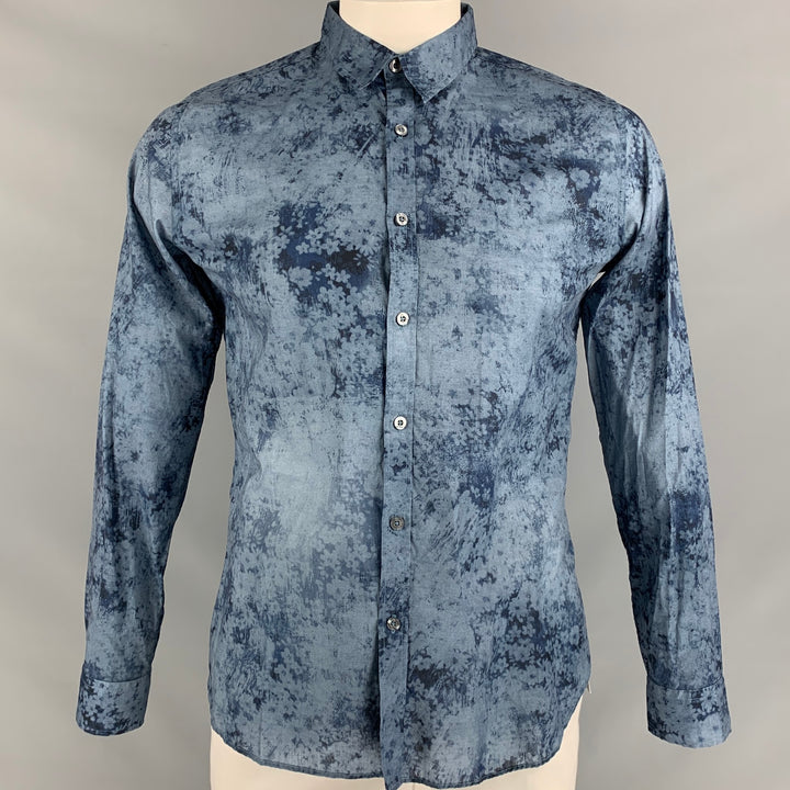 PAUL SMITH Size 42 Blue Floral  Button Down Long Sleeve Shirt