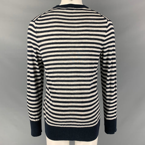 ACNE Size S Navy &  Grey Stripe Cotton and Cashmere Long Sleeve Pullover