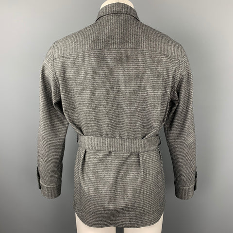 ESTNATION Size M Grey Houndstooth Wool Blend Buttoned Jacket