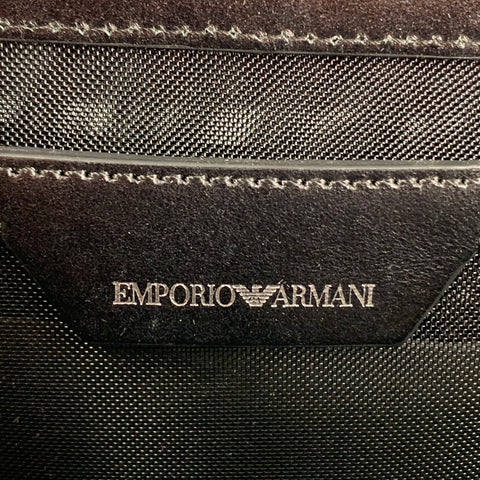 EMPORIO ARMANI Black Silver Mesh Leather Nylon Handbag
