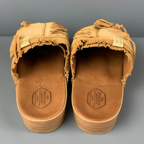 VISVIM Sandalias sin cordones de cuero con flecos color canela talla L