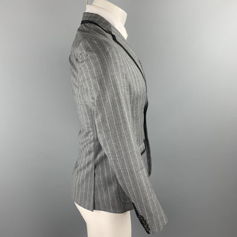 BAND OF OUTSIDERS Size 36 Grey Stripe Wool Notch Lapel Sport Coat