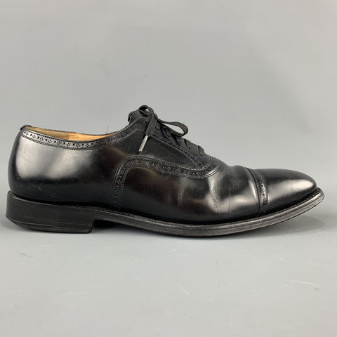 CHURCH'S Size 8.5 Black Perforated Leather Lace Up