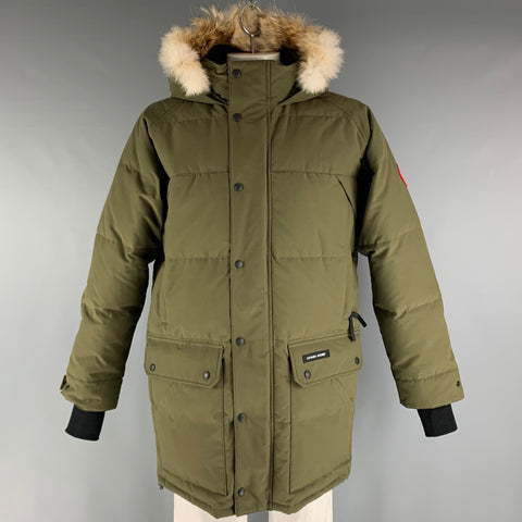 CANADA GOOSE Size XL Green Quilted Hooded Coat