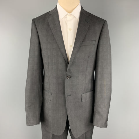 ELIE TAHARI Size 40 Charcoal Glenplaid Wool Notch Lapel Suit NWT