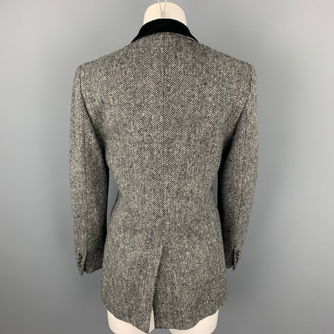 MAX MARA Talla 6 Chaqueta con solapa de muesca de lana en espiga de tweed gris