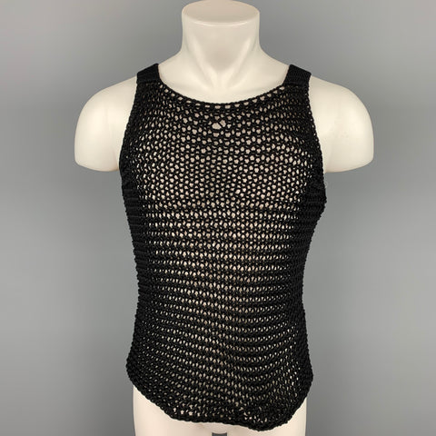 CALVIN KLEIN COLLECTION Size XS Black Knitted Cotton Fishnet Tank Top