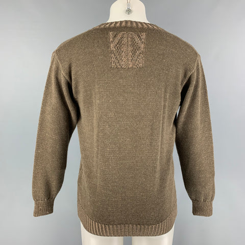 INIS MEAIN Size M Olive Knit Alpaca Silk V-Neck Pullover
