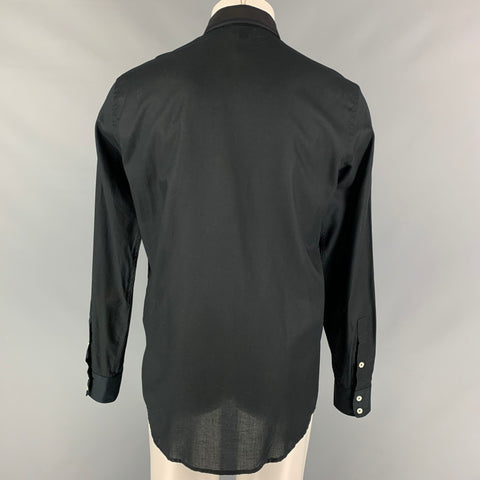 JUST CAVALLI Size 40 Black Purple Animal Print Button Up Long Sleeve Shirt
