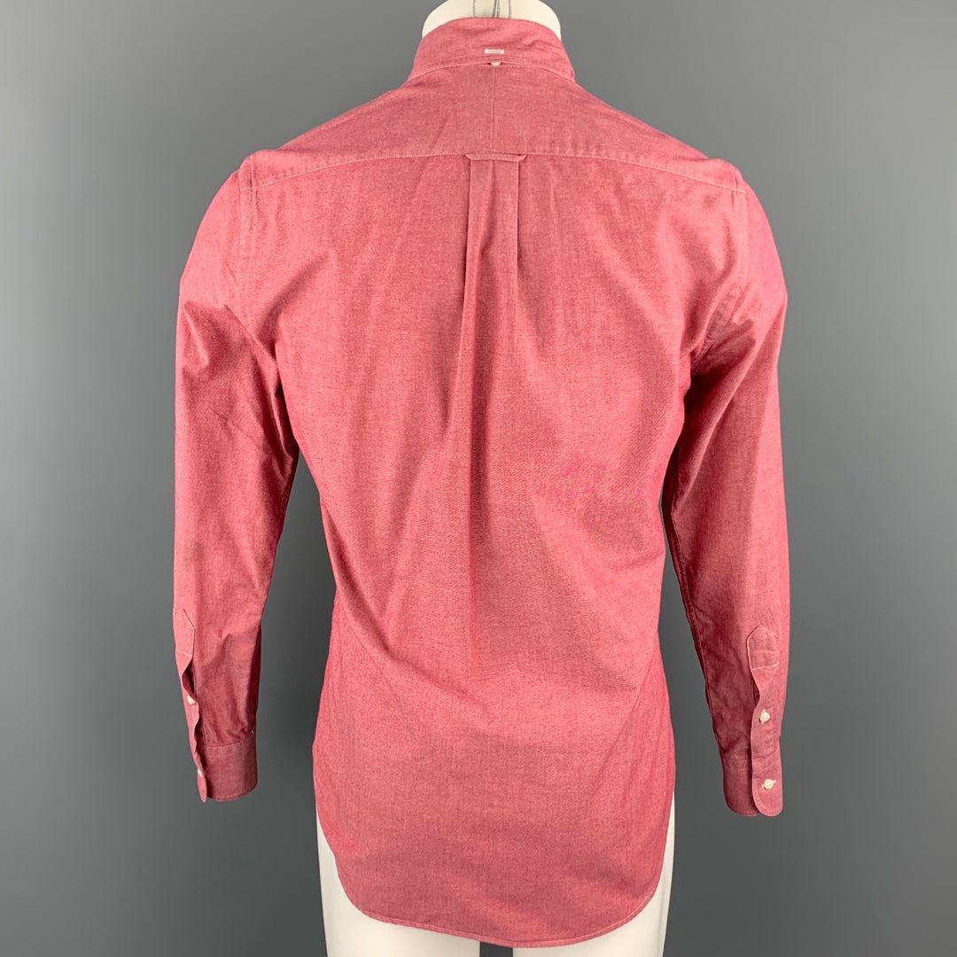 GITMAN VINTAGE Taille S Chemise à manches longues boutonnée en coton chiné rouge