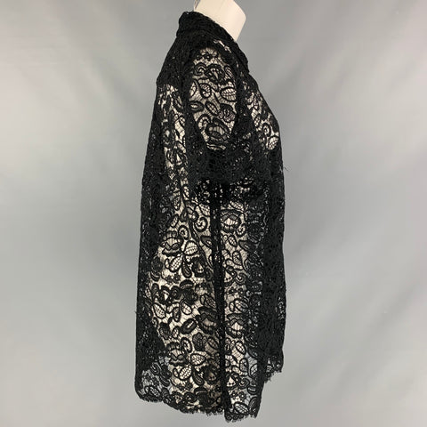 STAUD Size M Black Guipure Polyester Button Up Shirt