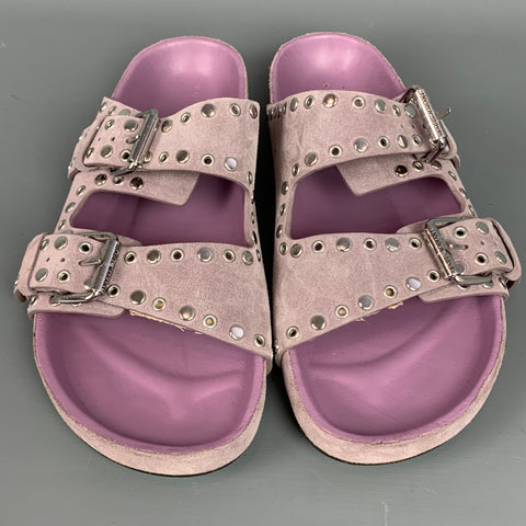 ISABEL MARANT Talla 9 Zapatos planos con tachuelas de ante morado y plateado