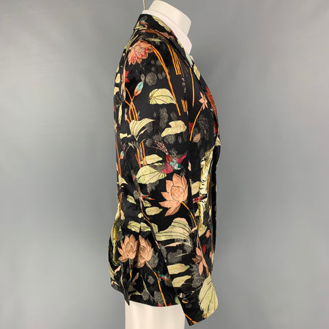 ETRO Size 38 Multi-Color Print Viscose Blend Peak Lapel Sport Coat