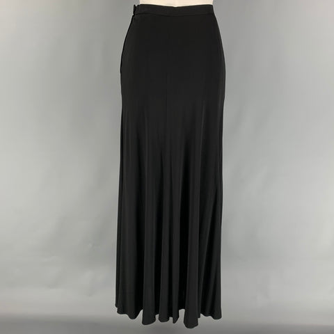 Vintage YVES SAINT LAURENT Rive Gauche Size 8 Black Viscose Long Skirt