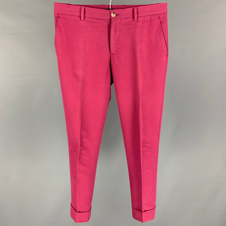 ETRO Size 32 Raspberry Viscose Cotton Zip Fly Dress Pants