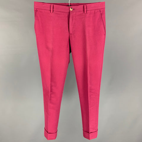 ETRO Taille 32 Pantalon habillé en coton viscose framboise avec braguette zippée
