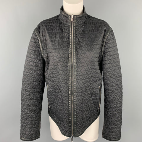 EMPORIO ARMANI Taille M Veste réversible en cuir noir