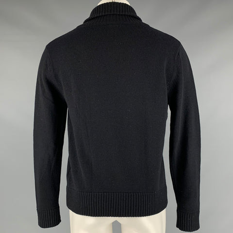 HYDEN YOO Size M Black Knit Wool Blend Shawl Collar Pullover