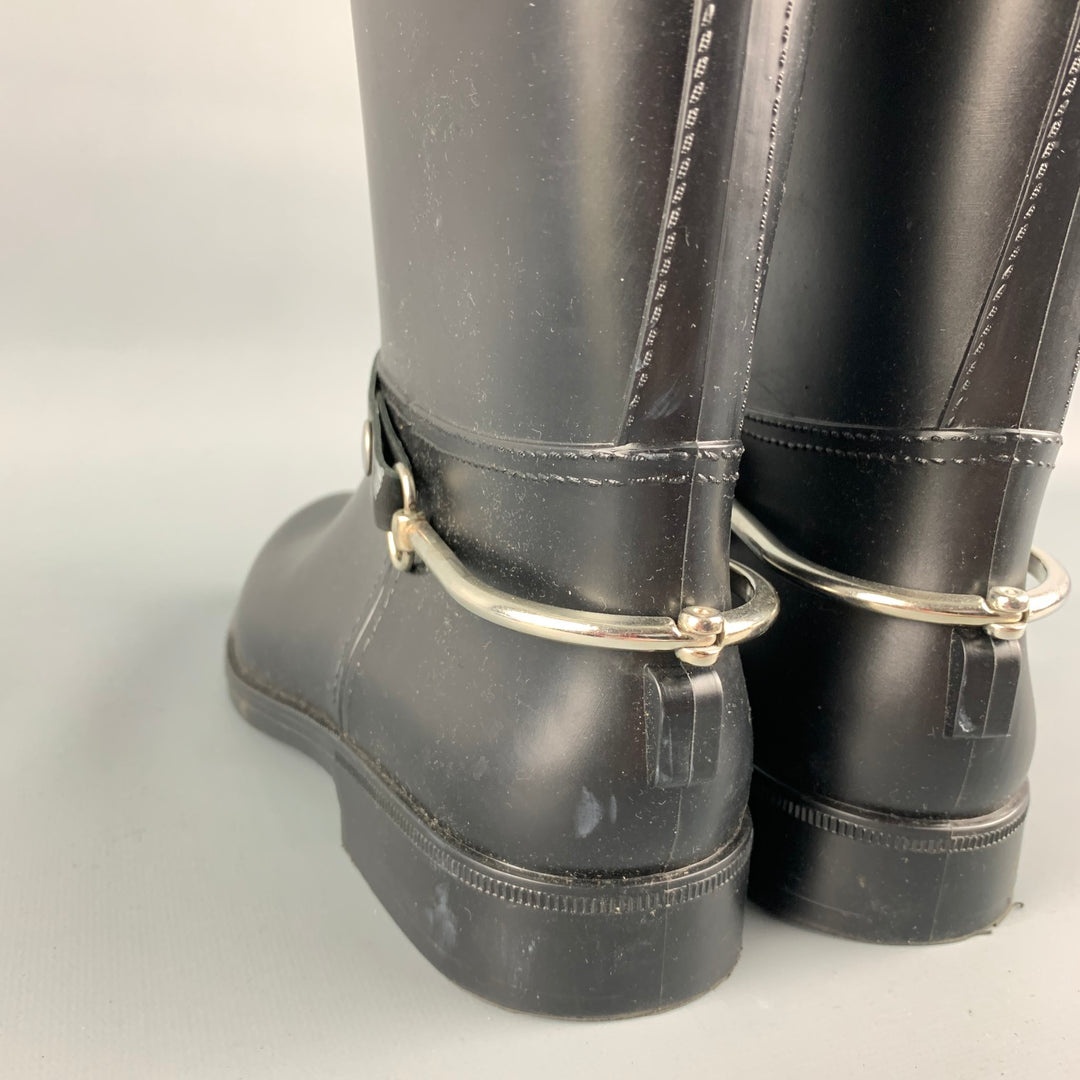 BARNEY'S NEW YORK Size 8 Black Rubber Boots