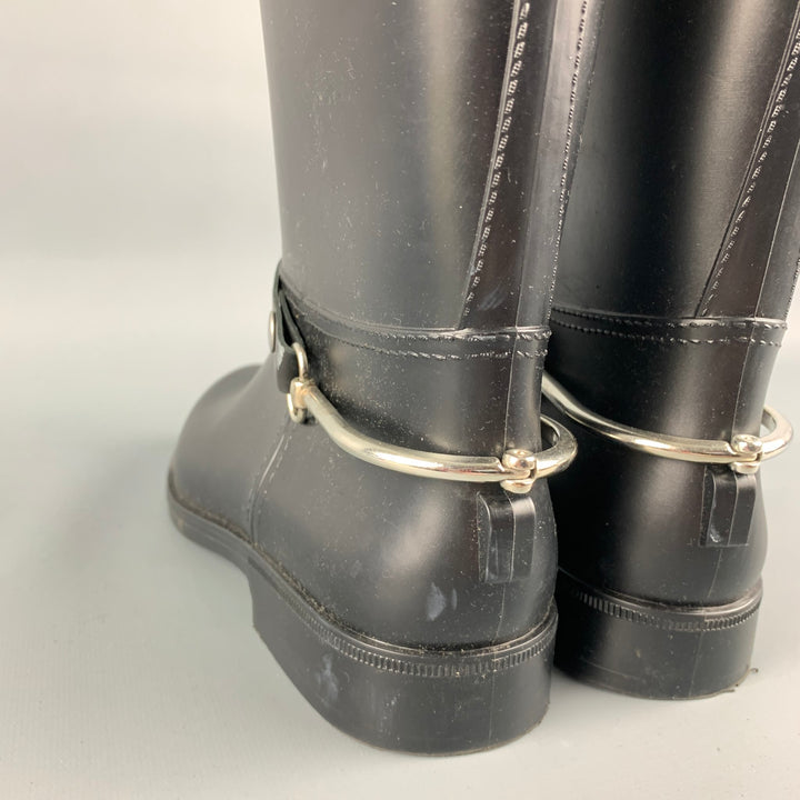 BARNEY'S NEW YORK Size 8 Black Rubber Boots