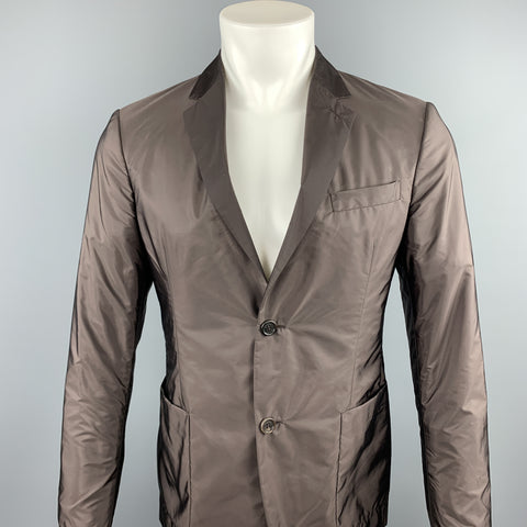 PRADA Size 38 Brown Polyester Notch Lapel Sport Coat