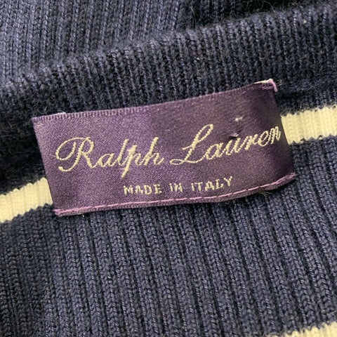 RALPH LAUREN Size S Navy White Stripe Crew-Neck Pullover