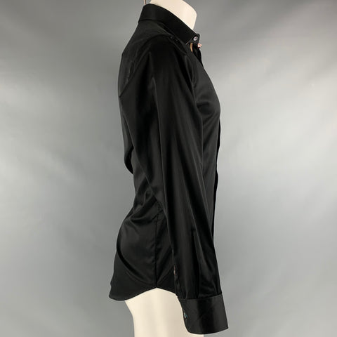 BUGATCHI UOMO Size M Black Multicolour Cotton Long Sleeve Shirt