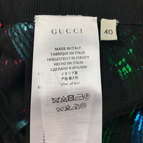 GUCCI OI 16 Talla 4 Falda larga de tul con lentejuelas de serpiente multicolor