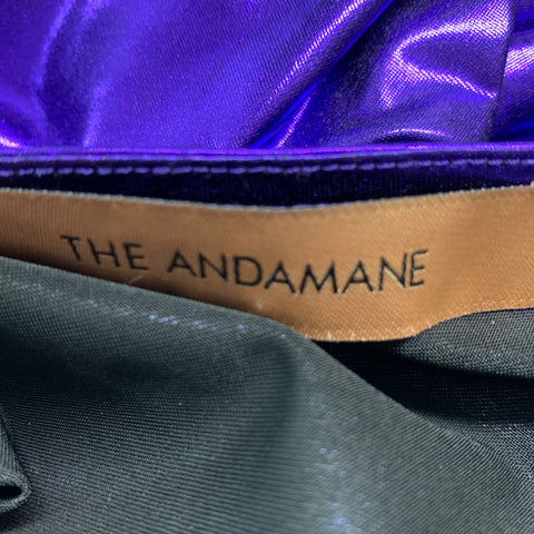 THE ANDAMANE Vestido de manga larga fruncido de poliéster y elastano talla S Morado