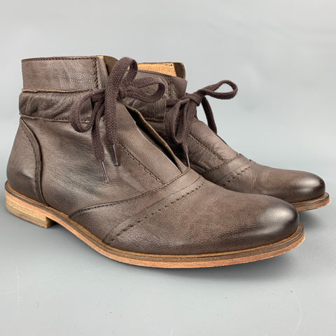 ACOTE Talla 6 Botines con cordones de cuero marrón