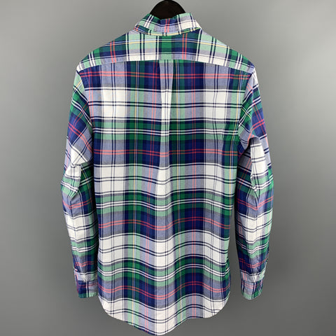RALPH LAUREN Size S Blue & Green Plaid Cotton Button Down Long Sleeve Shirt