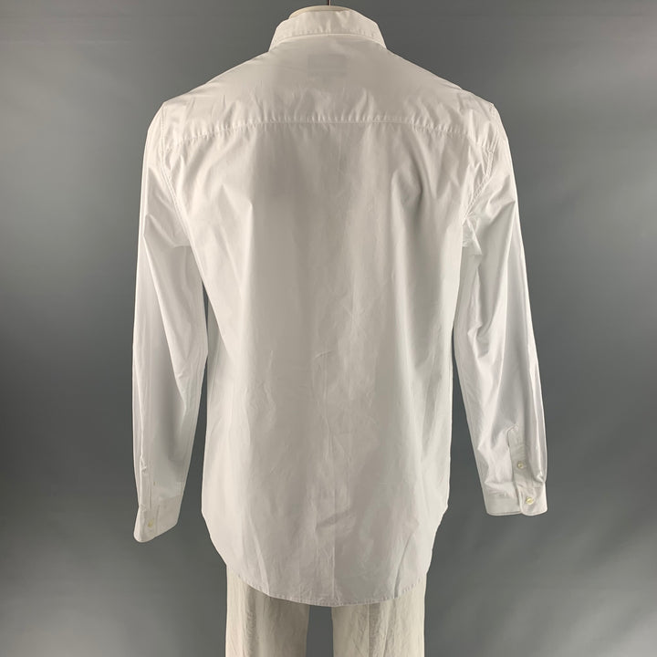 A.P.C. Size XXL White Solid Cotton Button Up Long Sleeve Shirt