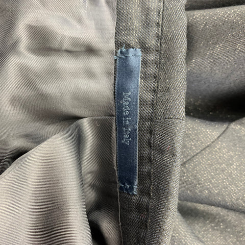 LANVIN Taille 40 Manteau de sport à col châle en mélange de laine scintillante noir et argent