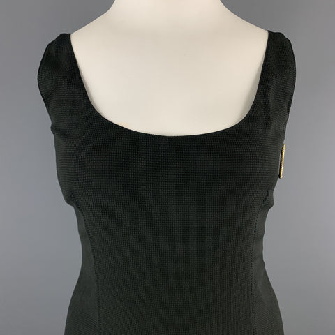 GIANFRANCO FERRE Size 8 Black Crepe Scoop Neck Zip Maxi Dress