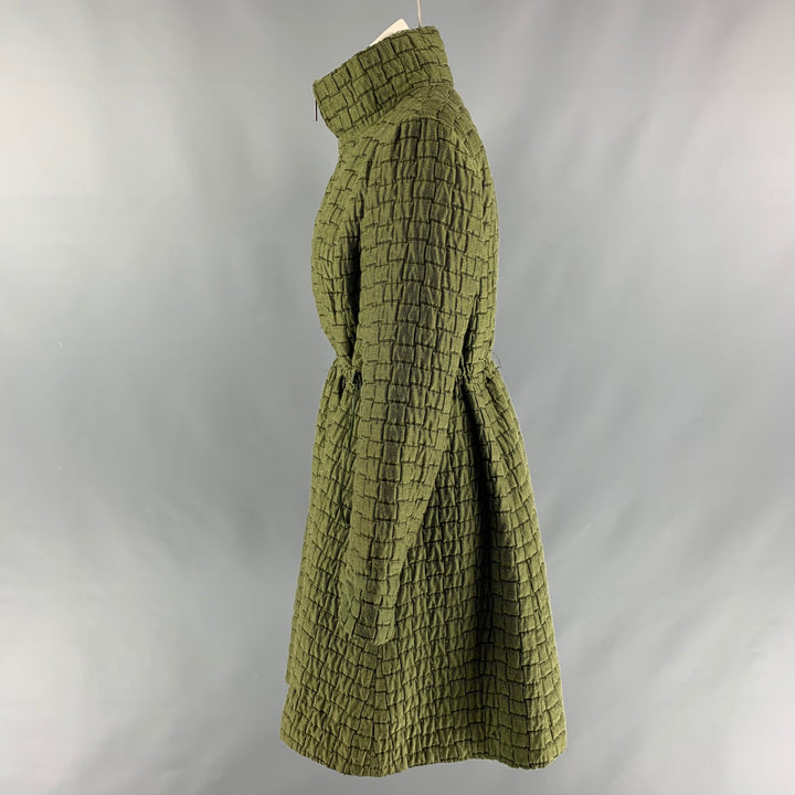 GIORGIO ARMANI Size 8 Green Polyester Blend Two Tone Drawstring Coat