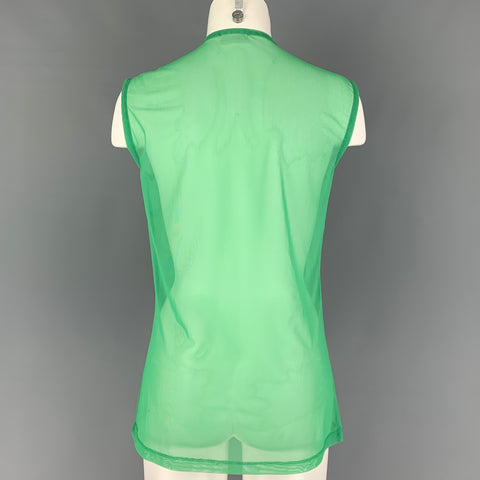 DRIES VAN NOTEN Size L Green Polyamide Ruffled Sleeveless Dress Top