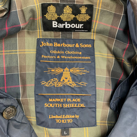 BARBOUR Limited Edition by TOKITO Size L Navy Quilted Poliammide Detachable Hood Jacket