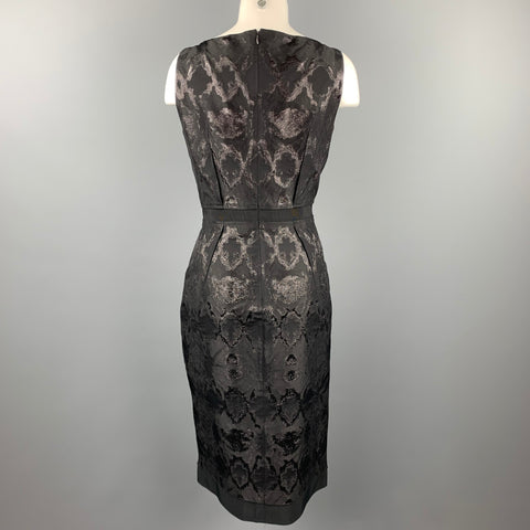 GIAMBATTISTA VALLI Size 8 Black Brocade Metallic Acetate Blend Cocktail Dress