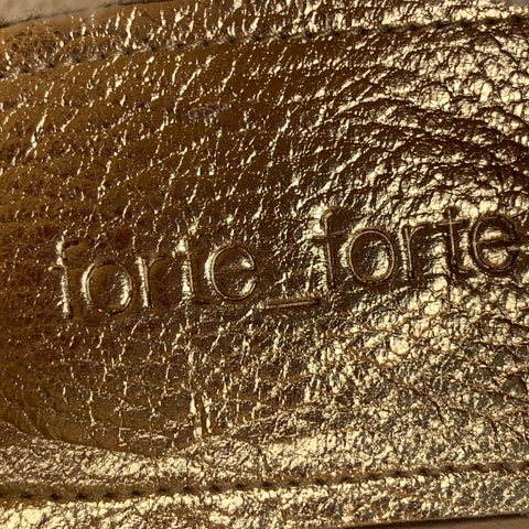 FORTE_FORTE Zapatos planos con cordones de cuero metalizado dorado Talla 9