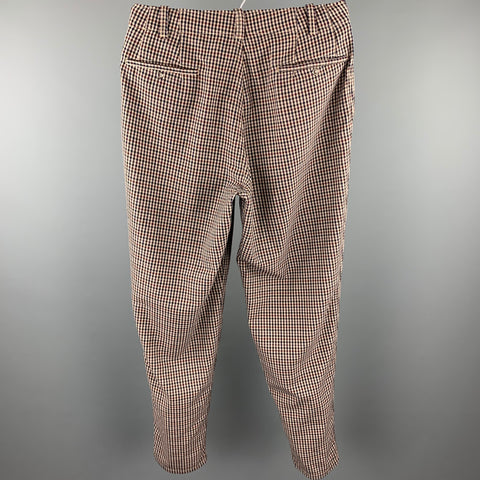 NANAMICA Size 32 Tan & Navy Plaid Wool / Polyester Zip Fly Dress Pants