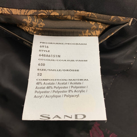 SAND Size 42 Black Burgundy Brocade Acetate Blend Shawl Collar Sport Coat
