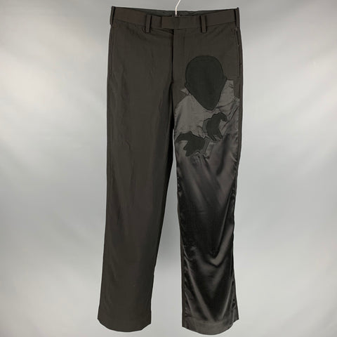 UNDERCOVER Size 30 Black Applique Wool Blend Apron Dress Pants