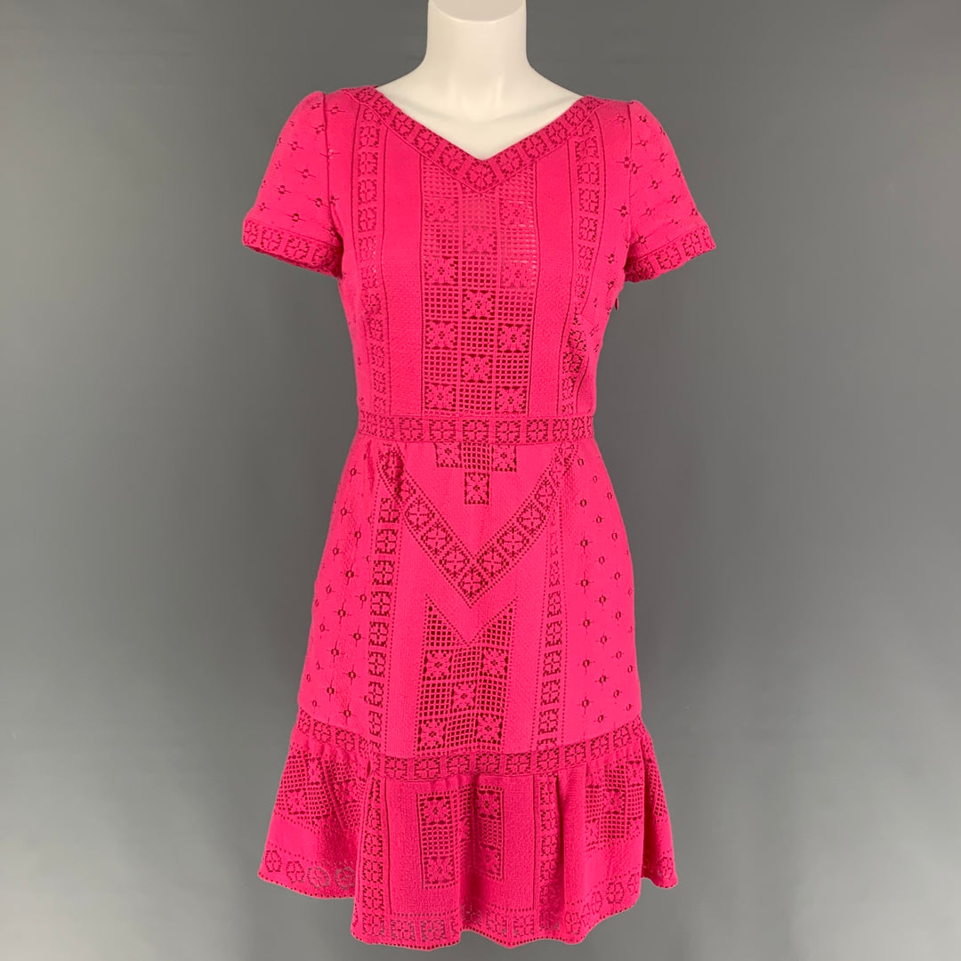 VALENTINO Pink Lace Size 8 Cotton Nylon Short Sleeve Dress – Sui Generis  Designer Consignment
