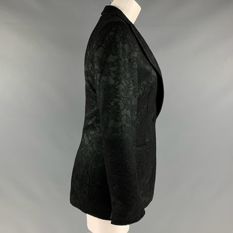 GIORGIO ARMANI Size 6 Black Viscose Blend Lace  Blazer