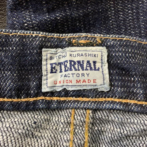 ETERNAL Size 30 Indigo Washed Cotton Button Fly Jeans