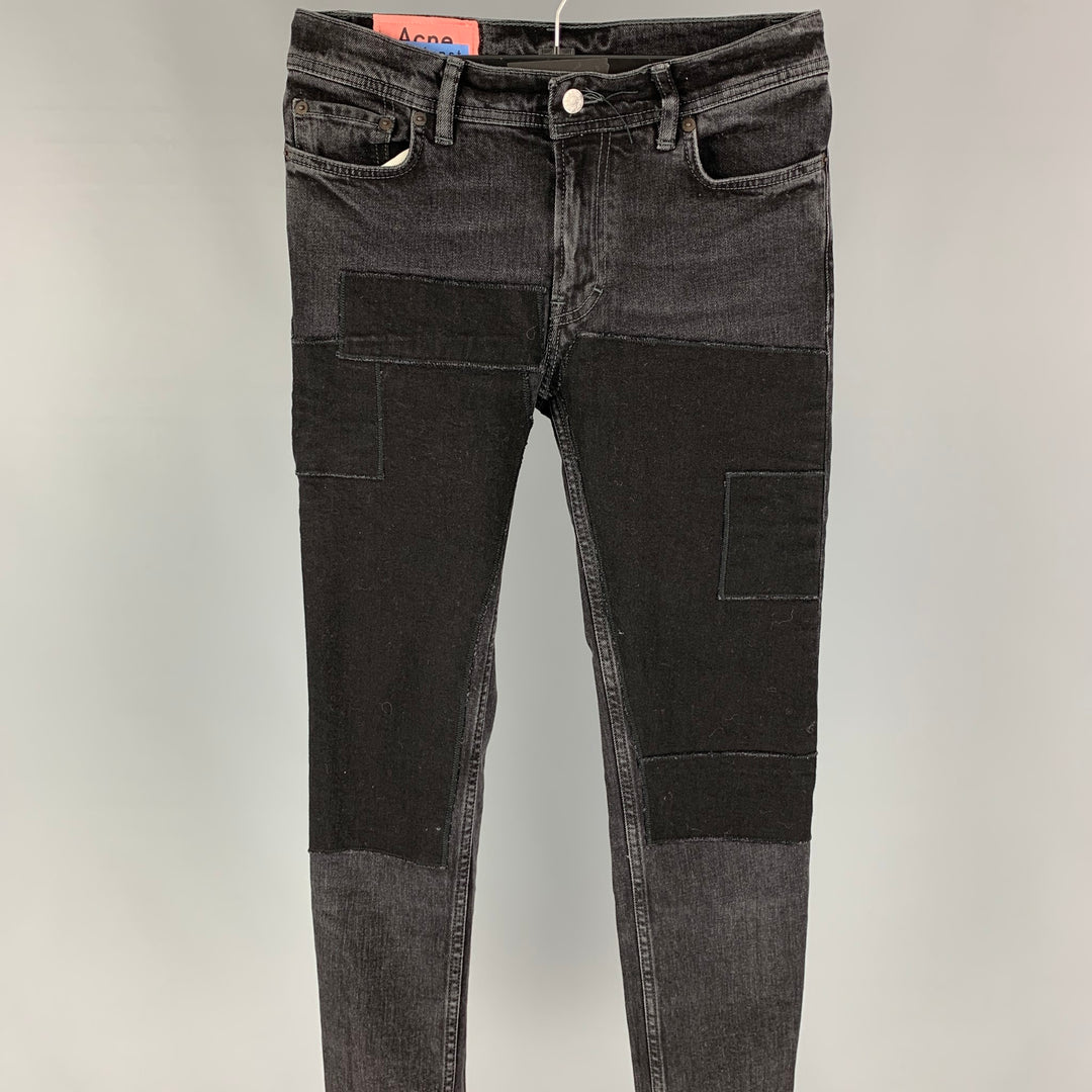 ACNE STUDIOS Size 29 Black Charcoal Cotton North Black Patch Slim